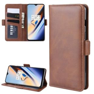 For OnePlus 7 Double Buckle Crazy Horse Business Mobile Phone Holster with Card Wallet Bracket Function(Brown)