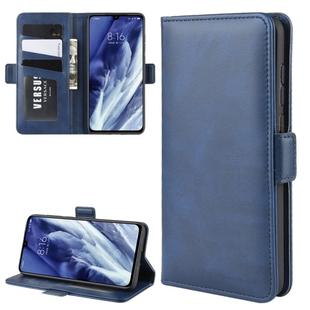 For Xiaomi 9 Pro/Xiaomi 9 Pro 5G Double Buckle Crazy Horse Business Mobile Phone Holster with Card Wallet Bracket Function(Blue)