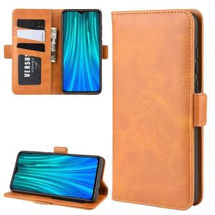 For Xiaomi Redmi Note 8 Pro Double Buckle Crazy Horse Business Mobile Phone Holster with Card Wallet Bracket Function(Yellow)