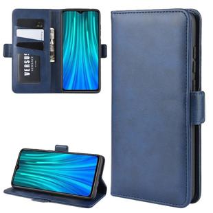 For Xiaomi Redmi Note 8 Pro Double Buckle Crazy Horse Business Mobile Phone Holster with Card Wallet Bracket Function(Blue)