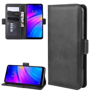 For Xiaomi Redmi 7/Redmi Y3 Double Buckle Crazy Horse Business Mobile Phone Holster with Card Wallet Bracket Function(Black)