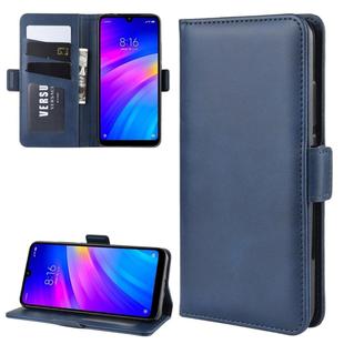 For Xiaomi Redmi 7/Redmi Y3 Double Buckle Crazy Horse Business Mobile Phone Holster with Card Wallet Bracket Function(Blue)
