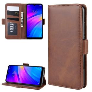 For Xiaomi Redmi 7/Redmi Y3 Double Buckle Crazy Horse Business Mobile Phone Holster with Card Wallet Bracket Function(Brown)