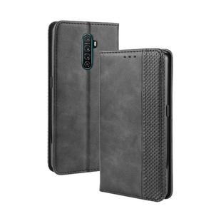 For Oppo Reno Ace Magnetic Buckle Retro Crazy Horse Texture Horizontal Flip Leather Case with Holder & Card Slots & Photo Frame(Black)