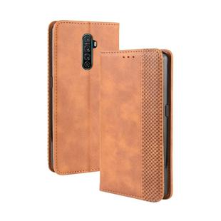 For Oppo Reno Ace Magnetic Buckle Retro Crazy Horse Texture Horizontal Flip Leather Case with Holder & Card Slots & Photo Frame(Brown)