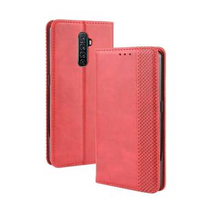 For Oppo Reno Ace Magnetic Buckle Retro Crazy Horse Texture Horizontal Flip Leather Case with Holder & Card Slots & Photo Frame(Red)