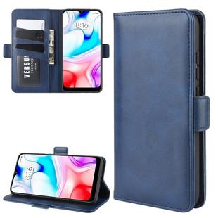 For Xiaomi Redmi 8 Double Buckle Crazy Horse Business Mobile Phone Holster with Card Wallet Bracket Function(Blue)