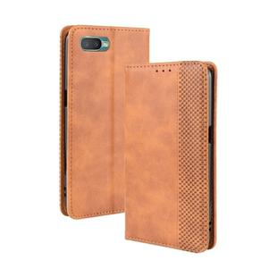 For Oppo Reno A Magnetic Buckle Retro Crazy Horse Texture Horizontal Flip Leather Case with Holder & Card Slots & Photo Frame(Brown)