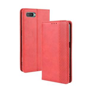 For Oppo Reno A Magnetic Buckle Retro Crazy Horse Texture Horizontal Flip Leather Case with Holder & Card Slots & Photo Frame(Red)