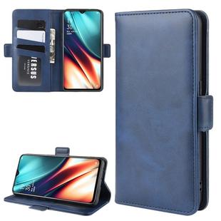 For OPPO K5/OPPO Realme XT/OPPO Realme X2 Double Buckle Crazy Horse Business Mobile Phone Holster with Card Wallet Bracket Function(Blue)