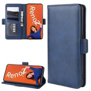 For OPPO Reno2 Dual-side Magnetic Buckle Horizontal Flip Leather Case with Holder & Card Slots & Wallet(Blue)