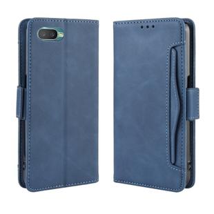 For Oppo Reno A Wallet Style Skin Feel Calf Pattern Leather Case with Separate Card Slot(Blue)