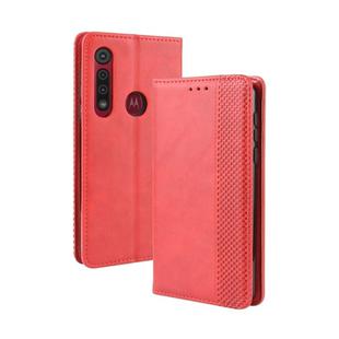 For  Motorola Moto G8 Plus Magnetic Buckle Retro Crazy Horse Texture Horizontal Flip Leather Case with Holder & Card Slots & Photo Frame(Red)