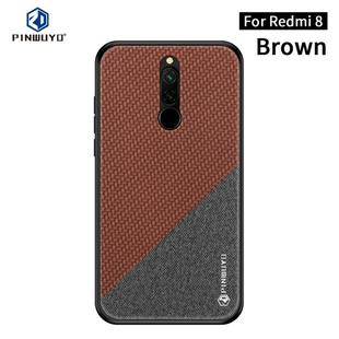For Xiaomi RedMi 8 PINWUYO Rong Series  Shockproof PC + TPU+ Chemical Fiber Cloth Protective Cover(Brown)