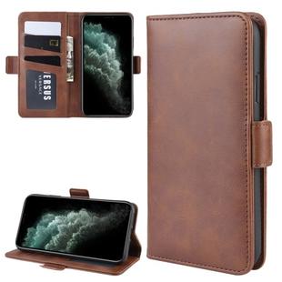 For iPhone XS Max Double Buckle Crazy Horse Business Mobile Phone Holster with Card Wallet Bracket Function(Brown)