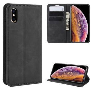 For iPhone XS Retro-skin Business Magnetic Suction Leather Case with Purse-Bracket-Chuck(Black)
