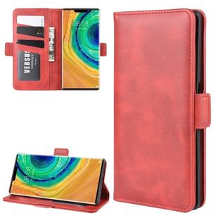 For Huawei Mate 30 Pro Double Buckle Crazy Horse Business Mobile Phone Holster with Card Wallet Bracket Function(Red)