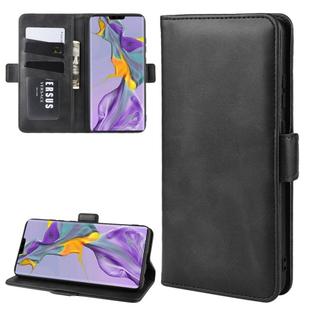 For Huawei Mate 30 Double Buckle Crazy Horse Business Mobile Phone Holster with Card Wallet Bracket Function(Black)