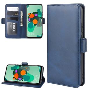 For Huawei Nova 5i Pro/Mate 30 Lite/Nova 5Z Double Buckle Crazy Horse Business Mobile Phone Holster with Card Wallet Bracket Function(Blue)