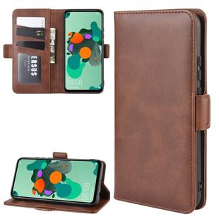 For Huawei Nova 5i Pro/Mate 30 Lite/Nova 5Z Double Buckle Crazy Horse Business Mobile Phone Holster with Card Wallet Bracket Function(Brown)