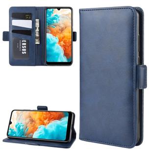 For Huawei Y6 Pro 2019 Double Buckle Crazy Horse Business Mobile Phone Holster with Card Wallet Bracket Function(Blue)