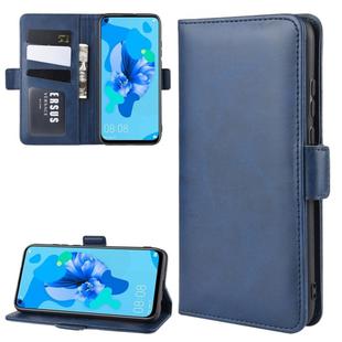 For Huawei P20 Lite 2019 / Nova 5i Double Buckle Crazy Horse Business Mobile Phone Holster with Card Wallet Bracket Function(Blue)