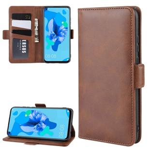 For Huawei P20 Lite 2019 / Nova 5i Double Buckle Crazy Horse Business Mobile Phone Holster with Card Wallet Bracket Function(Brown)