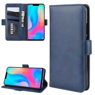 For Huawei Nova 3i Double Buckle Crazy Horse Business Mobile Phone Holster with Card Wallet Bracket Function(Blue)