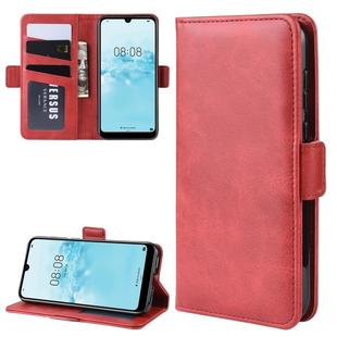 For Huawei Y5 2019 Double Buckle Crazy Horse Business Mobile Phone Holster with Card Wallet Bracket Function(Red)