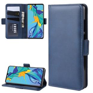 For Huawei P30 Dual-side Magnetic Buckle Horizontal Flip Leather Case with Holder & Card Slots & Wallet & Photo Frame(Blue)