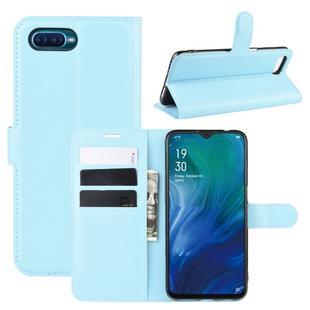 For Oppo Reno A Litchi Texture Horizontal Flip Leather Case with Wallet & Holder & Card Slots(Blue)