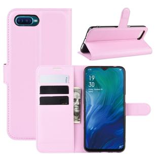 For Oppo Reno A Litchi Texture Horizontal Flip Leather Case with Wallet & Holder & Card Slots(Pink)