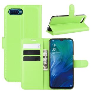 For Oppo Reno A Litchi Texture Horizontal Flip Leather Case with Wallet & Holder & Card Slots(Green)