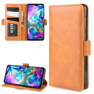 For LG G8X ThinQ Double Buckle Crazy Horse Business Mobile Phone Holster with Card Wallet Bracket Function(Yellow)