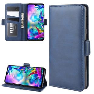 For LG G8X ThinQ Double Buckle Crazy Horse Business Mobile Phone Holster with Card Wallet Bracket Function(Blue)