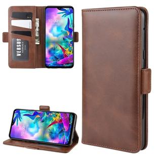 For LG G8X ThinQ Double Buckle Crazy Horse Business Mobile Phone Holster with Card Wallet Bracket Function(Brown)