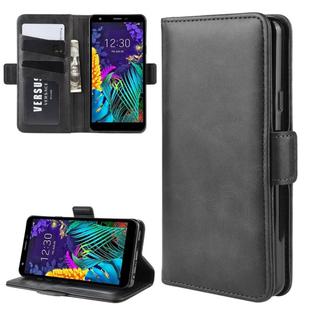 For LG K30 2019 Double Buckle Crazy Horse Business Mobile Phone Holster with Card Wallet Bracket Function(Black)