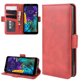 For LG K30 2019 Double Buckle Crazy Horse Business Mobile Phone Holster with Card Wallet Bracket Function(Red)