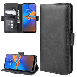 For MOTO E6 Plus Double Buckle Crazy Horse Business Mobile Phone Holster with Card Wallet Bracket Function(Black)