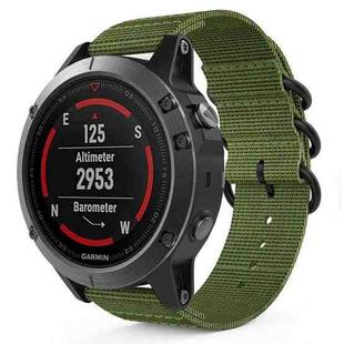 For Garmin Fenix 5 22mm Three-ring Nylon Watch Band(Army Green)