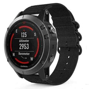 For Garmin Fenix 5 22mm Three-ring Nylon Watch Band(Black)