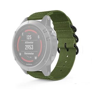 For Garmin Fenix 5S 20mm Three-ring Nylon Watch Band(Army Green)