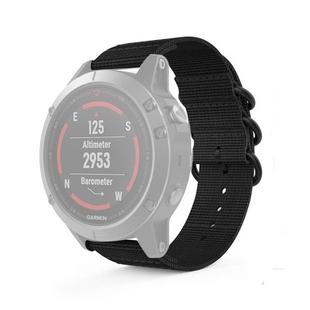 For Garmin Fenix 5S 20mm Three-ring Nylon Watch Band(Black)