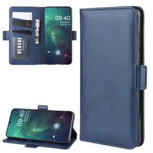 For Nokia 6.2 Double Buckle Crazy Horse Business Mobile Phone Holster with Card Wallet Bracket Function(Blue)