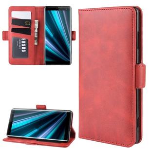 For Sony Xperia XZ3 Double Buckle Crazy Horse Business Mobile Phone Holster with Card Wallet Bracket Function(Red)