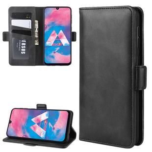For Galaxy M30S Double Buckle Crazy Horse Business Mobile Phone Holster with Card Wallet Bracket Function(Black)