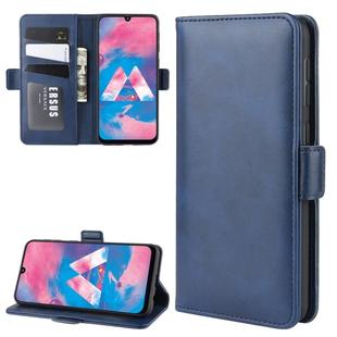 For Galaxy M30S Double Buckle Crazy Horse Business Mobile Phone Holster with Card Wallet Bracket Function(Blue)