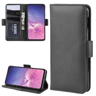 For Galaxy S10e Double Buckle Crazy Horse Business Mobile Phone Holster with Card Wallet Bracket Function(Black)
