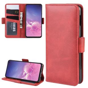 For Galaxy S10e Double Buckle Crazy Horse Business Mobile Phone Holster with Card Wallet Bracket Function(Red)