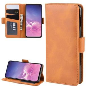 For Galaxy S10e Double Buckle Crazy Horse Business Mobile Phone Holster with Card Wallet Bracket Function(Yelllow)